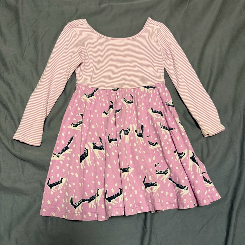 Tea Collection 5 Pink Wolf Print Long-Sleeve Dress